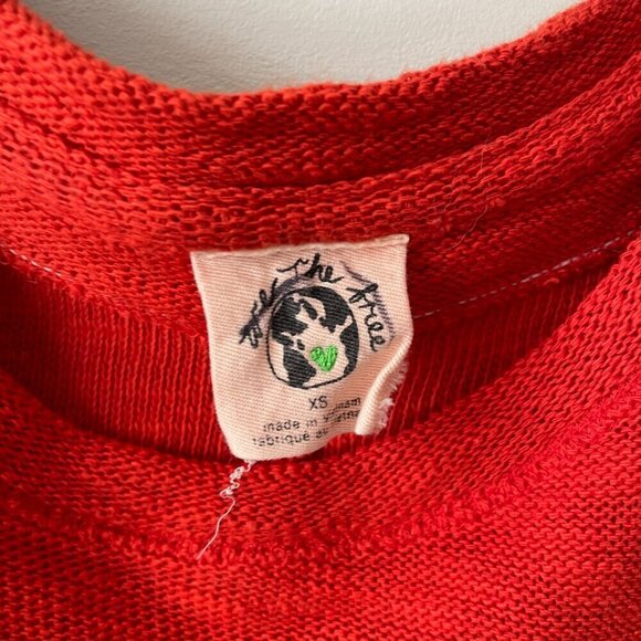 We The Free Come Again Tee Batwing Sleeve Round Neck Knit Casual T-Shirt Red XS - Picture 5 of 7